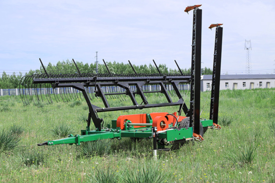 Tractor-Pulled Lawn Mower with Rake