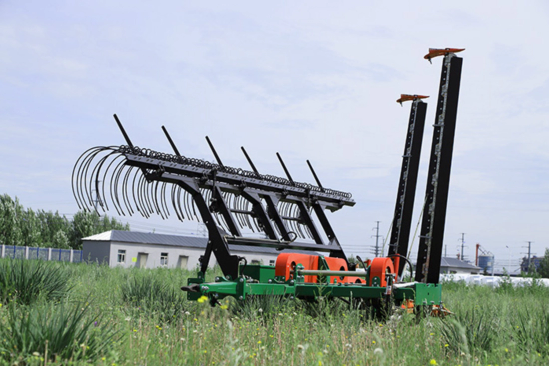 Tractor-Pulled Lawn Mower with Rake