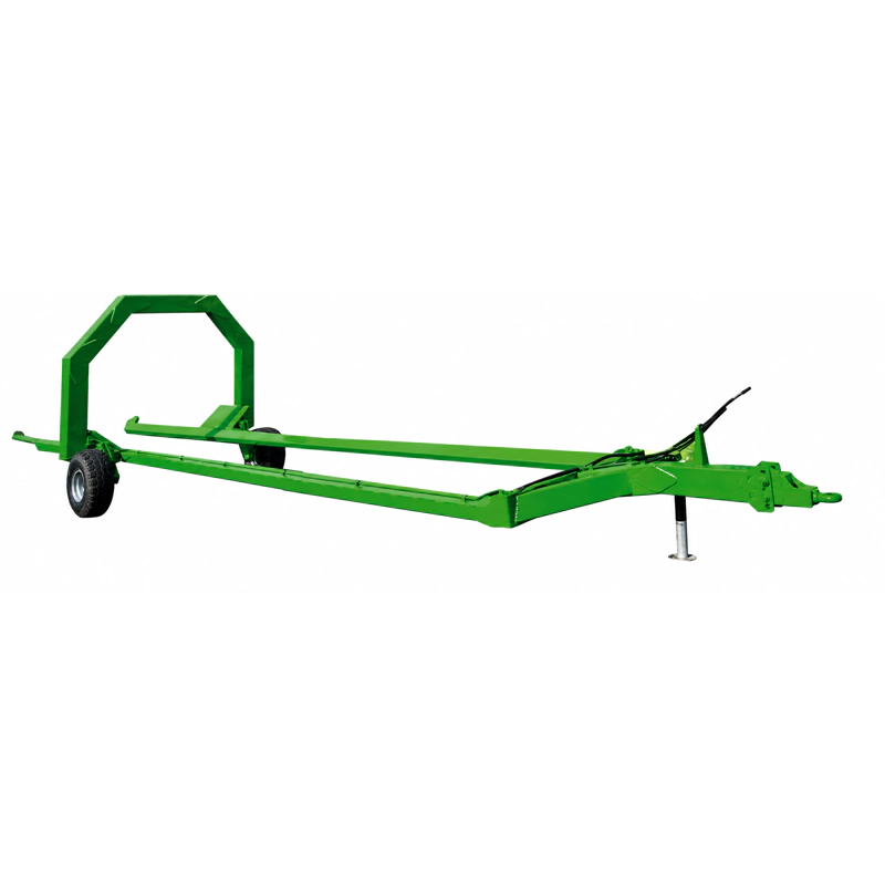 Round bale transport trailer operating at high capacity