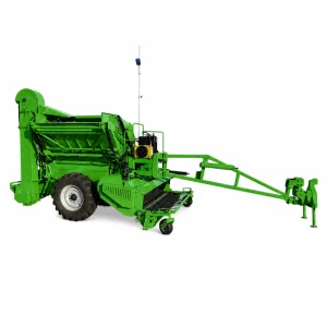 Traction-type single-drum bean threshing and harvesting machine